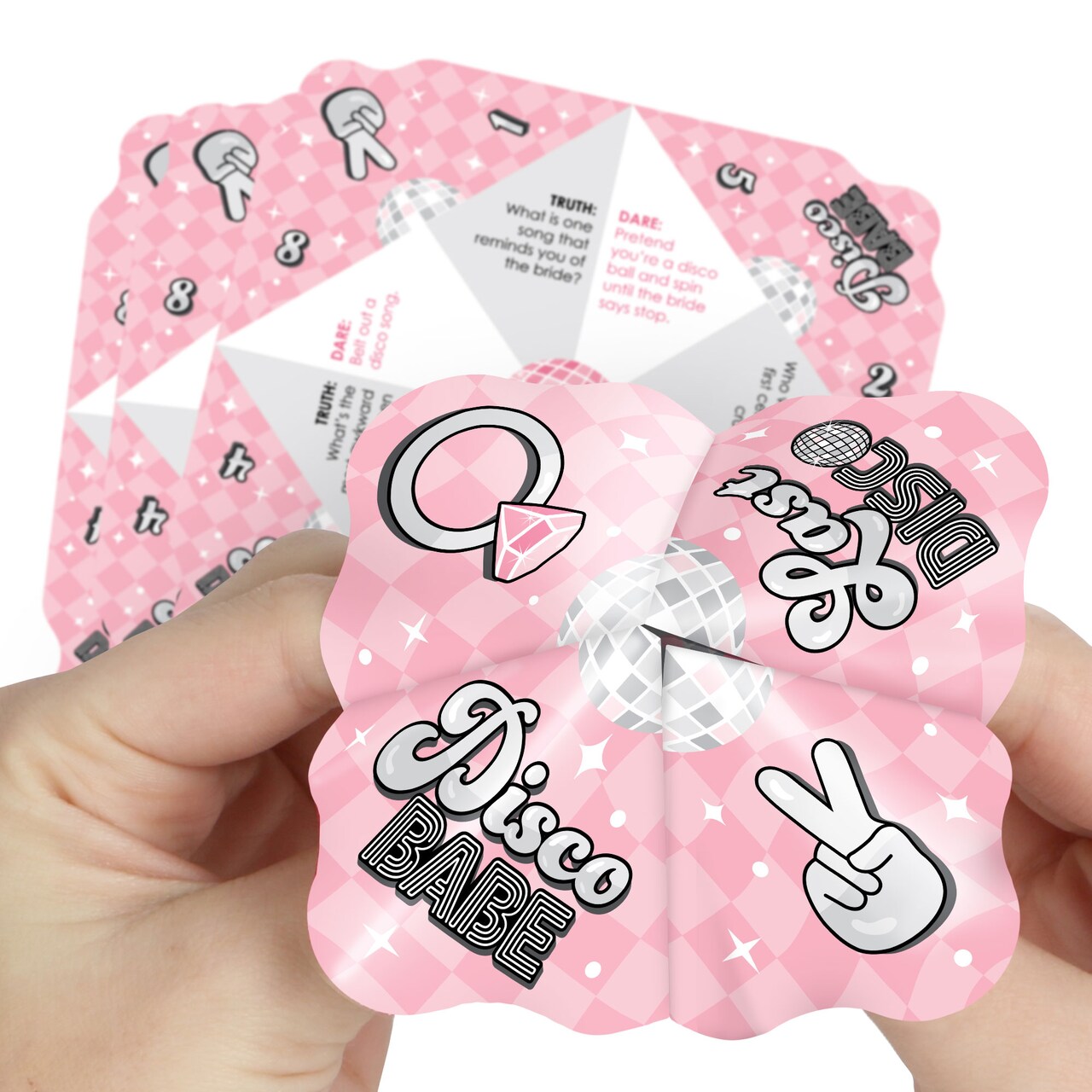 Big Dot of Happiness Last Disco - Bachelorette Party Cootie Catcher Game - Truth or Dare Fortune Tellers - Set of 12